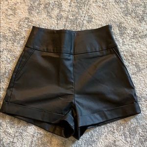 Faux leather high-waisted shorts